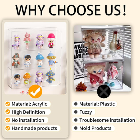 YUNEASELF 3 Acrylic Display Case - Layer Clear Display Case for Funko Pop Action Figures - Wall Mounted or Desktop