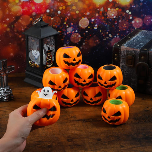 12PCS 6 BILLMOSS Halloween Pumpkin Squishy Toys - Colors Stress Relief Ghost Toy for Trick or Treat Party Suppliers