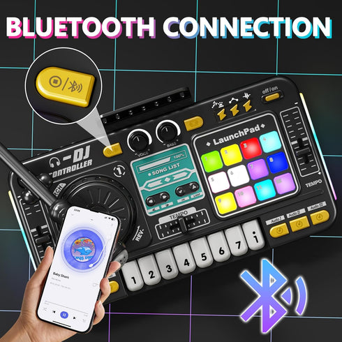 3 4 5 6 7 Kids DJ Mixer Controller Table Musical Toy with LED Lights Sound Effect Microphone Piano DJ Mixer Board Music