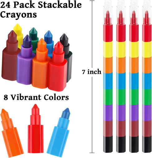 24 Pack 4-12 Set Kalysky Mini Coloring Books with Stackable Rainbow Crayons for Kids Ages | Birthday Party Favors