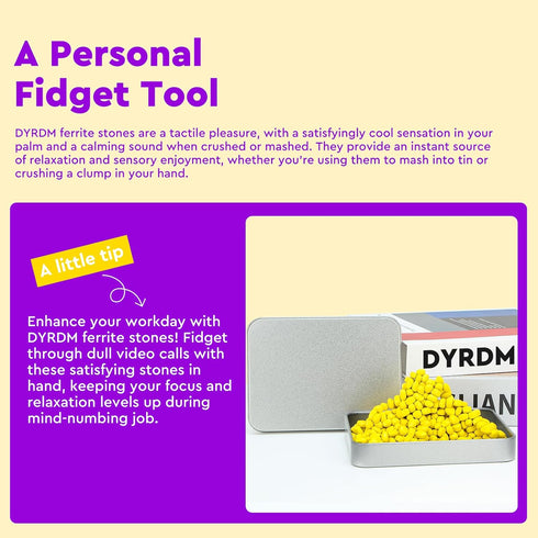 500+ Original Ferrite Putty Yellow, Sensory Stones, Adult Fidget Stress Relief Desk & Office Item, Ferrite Stones