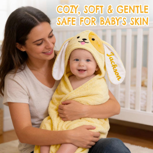 Custom Hooded Bath Towel with Name Personalized Kids Bath Towel for Toddlers & Babies Soft, Absorbent Cotton, Easter