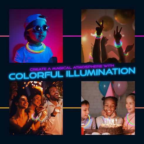 248 PCS Glow Sticks Party Pack, 100 Pcs 8 Inch Glow Sticks, 6 Glow Sticks Wands for Parties
