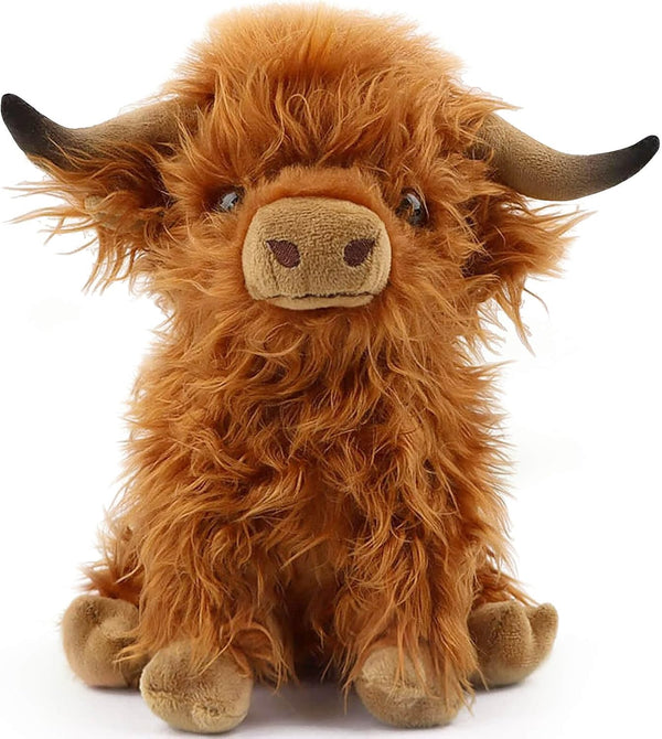 Scottish Highland Cow Plush, Cute Realistic Cow Stuffed Animal, Soft Farm Plushie Toy
