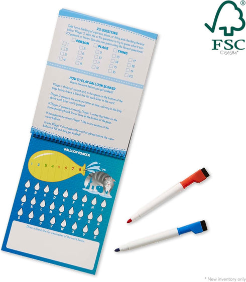 Melissa & Doug On The Go Game On! Reusable Travel Toy with 2 Dry-Erase Markers - Wipe-Off Activity Pad