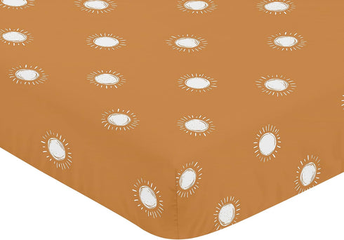 Sweet Jojo Designs Pumpkin Boho Sun Boy or Girl Fitted Crib Sheet Baby or Toddler Bed Nursery - Orange and White