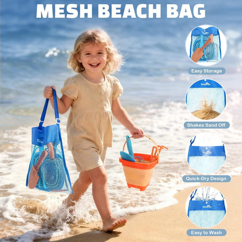 2 Packs 4-8 10 Dreamon Beach Toys, Travel Sand Toys for Kids Ages | PCS Sandcastle Building Kit with Collapsible