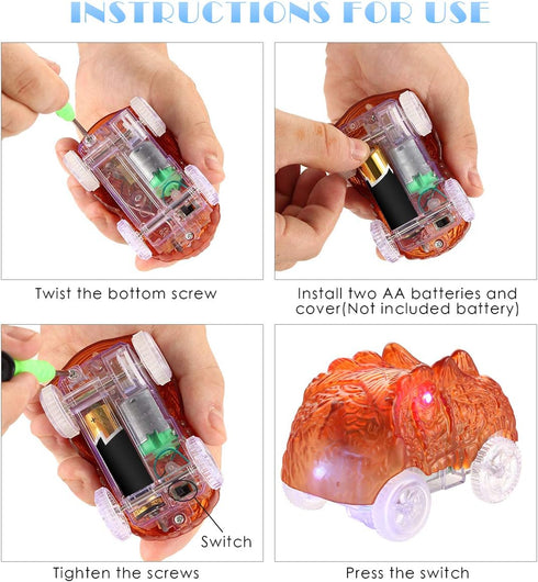 Tracks Cars Replacement, Dino Track Cars for Glow in The Dark, Car Tracks Accessories with 3 Flashing LED Lights