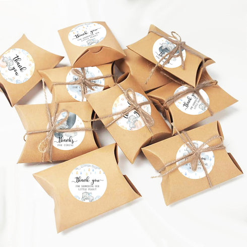 80 Elephant Baby Shower Thank You Stickers, 2 Inch Elephant Themed Favor Label Stickers