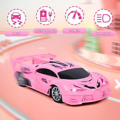 6 7 8-12,1/18 Pink Remote Control Car for Girls, Rechargeable High Speed Drift RC Cars Toys Gifts for Girl Age Super