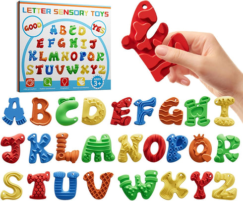 FunFusion 52PCS Alphabet Letter Fidget Toys, Textured Sensory Stress Relief Set for Autism