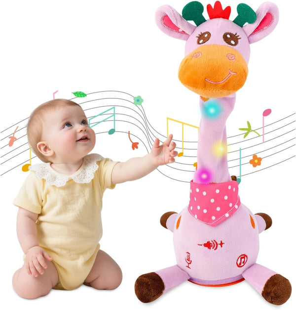 MIAODAM Dancing Giraffe Singing 10 Children's Song, Stuffed Baby Toy Repeats What