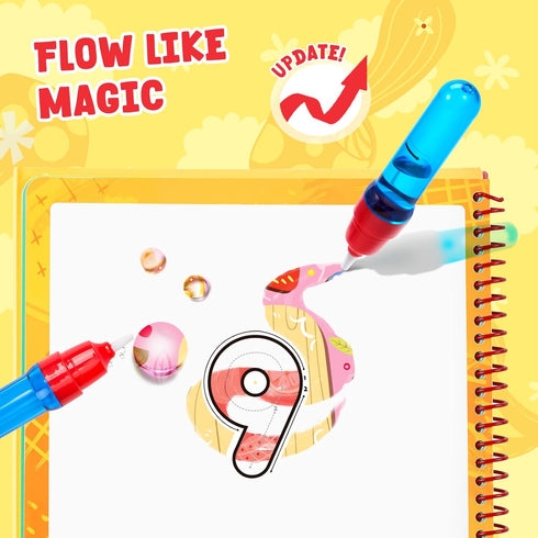 2 Packs 3-5, 28 JoyCat Reusable Water Coloring Book for Toddlers Pages Alphabet & Number Tracing Magic Water Drawing