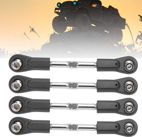 RC Steering Rod, 4Pcs Adjustable Metal Steering Linkage Rod for Remote Control Car Servo Pull Rod