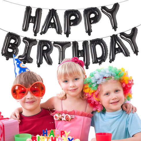 Happy Birthday Balloon Banner - 16 Inch 3D Aluminum Foil Inflatable Hanging Letter Kit for 1st Birthday Kids