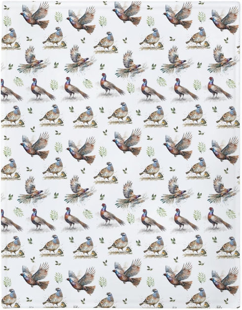 Country 60x80inch Watercolor Pheasant Leaves Baby Blankets for Boy Girl Hunting Pheasants Soft Flannel Swaddle
