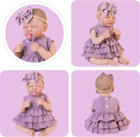20 Inch Set 17-20 Aori Lifelike Baby Dolls Clothes Purple Dress Clothing for in Realistic Newborn Doll Girls