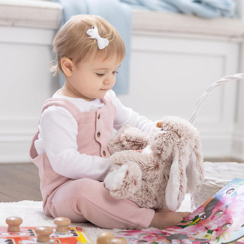 3+ Melissa & Doug Burrow Bunny Stuffed Animal Plushie with Big Feet, Floppy Ears & Fluffy Tail, Adorable Pretend Play