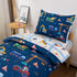 4 Set NTBED Pieces Construction Truck Toddler Bedding for Baby Boys, Flags Vehicles Excavator Cars Printed, Includes