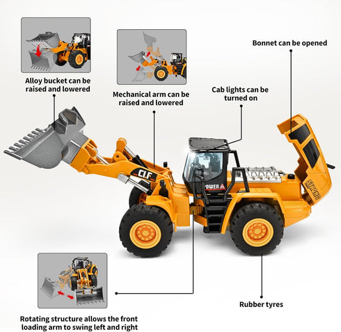 NOVAFUSION Bulldozer Bulldozer Bulldozers 3 Toys for Boys, Toy with Movable Front Loading Arm and Liftable Bucket, Toy