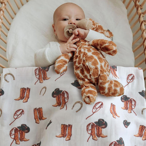47" 47", 70% 30% LifeTree Muslin Swaddle Blankets, Western Baby Swaddles for Boys Girls Newborn, Soft Large x Cowboy