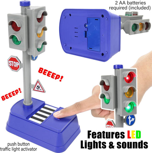 Kiddie Play Traffic Signs and Crosswalk light signal toys for kids (12pcs)