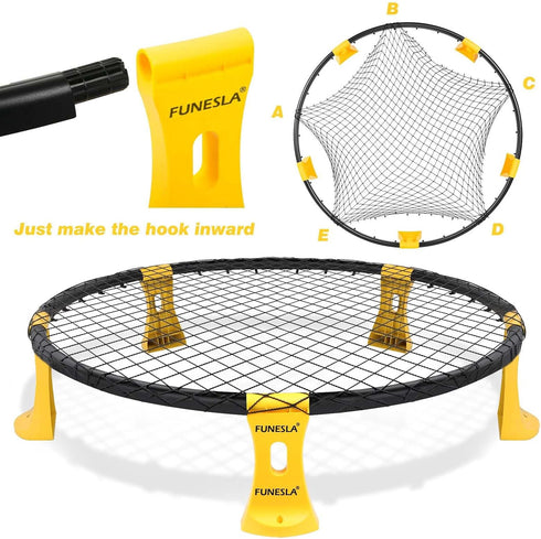 Funeslaball Roundnet Game Set with 3 Balls Kit and Carrying Bag, Beach Lawn Ball Game for Adults and Family, Indoor