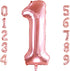 40 Inch Large Rose Gold Number 1 Balloon, Jumbo Mylar Foil Helium Balloons for Birthday Party Decorations