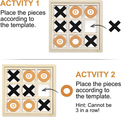 Seenelling Jumbo Wooden Tic Tac Toe Game Dementia Activities for Alzheimers Seniors with Matching and Puzzle Templates