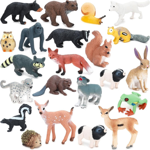 ONEST 22 Pieces Forest Animal Figures Playset - Realistic Hand Painted Wild and Jungle Animals for Kids