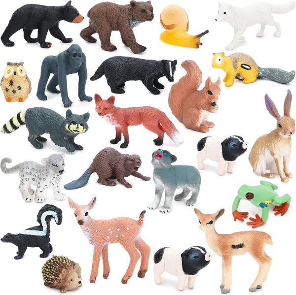 ONEST 22 Pieces Forest Animal Figures Playset - Realistic Hand Painted Wild and Jungle Animals for Kids