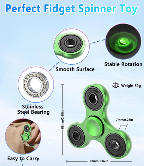ATESSON Fidget Spinner EDC ADHD Stress Relief Reducer Toys, Metal Hand Spinners High Speed for Kids Adults