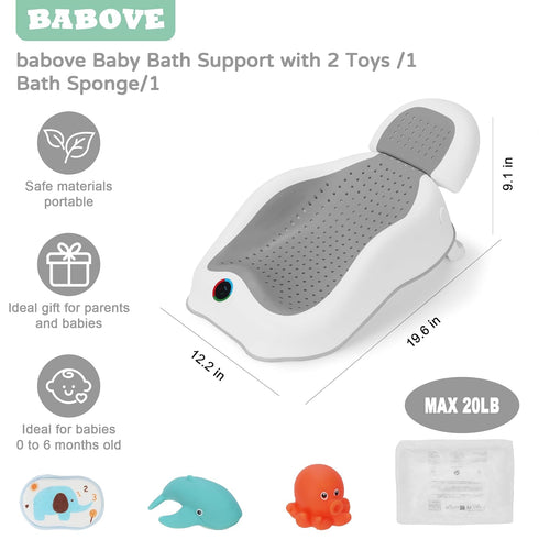 6 babove Baby Bath Support | Newborn Bathtub,Ideal for Babies Less Than Months Old with Thermometer Baby Bather, Baby