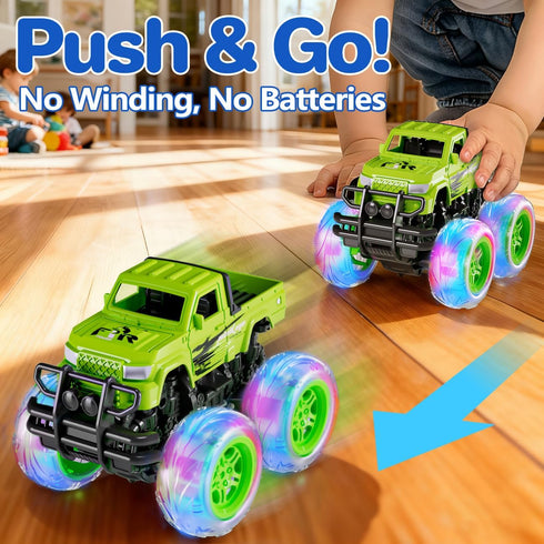 Gift:2 Pack 2-4, 4-8,Pull 3+ 3 SEPHIX Monster Truck Toys for Toddler Boys Trucks for Boys Age Light-Up Wheels Monster