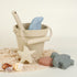 Set 4 BLUE GINKGO Silicone Beach Toys - Modern Baby Beach Toys | Travel Friendly Beach | Silicone Bucket, Shovel, Sand