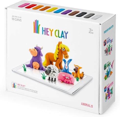 Hey Clay Animals - 18 Can Modeling Air-Dry Clay & Interactive App, Arts & Crafts for Ages 3 to 11