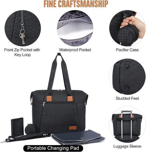 LOVEVOOK Large Waterproof Diaper Bag Tote with Changing Pad