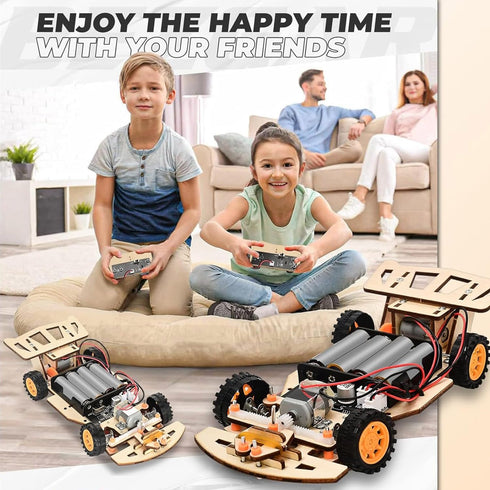 ScienSta 8-12Engineering 8-12 Self-Centering Steering Remote Control CarSTEM Projects for Kids Ages kit, DIY rc car