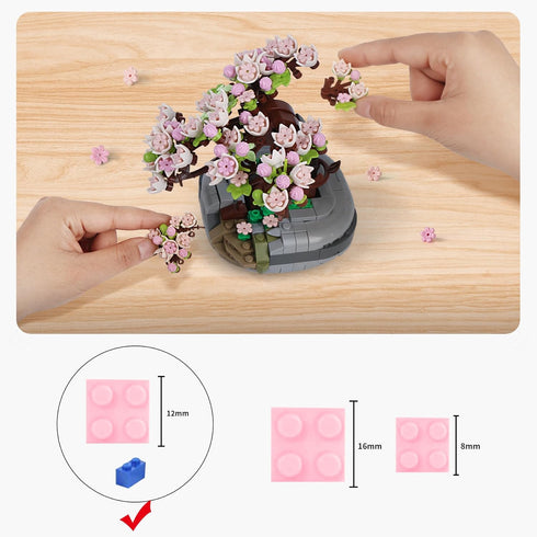 Mini Bricks Cherry Blossoms Plant Building Kit, DIY Simulating Plant Ecology Collection Toy for Adults and Children