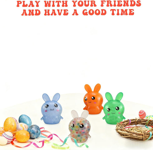 FauKait Essentials,4pcs Easter Basket Stuffers,Easter Basket Squishy Easter Bunny Stress Balls for Adults,Easter Stress