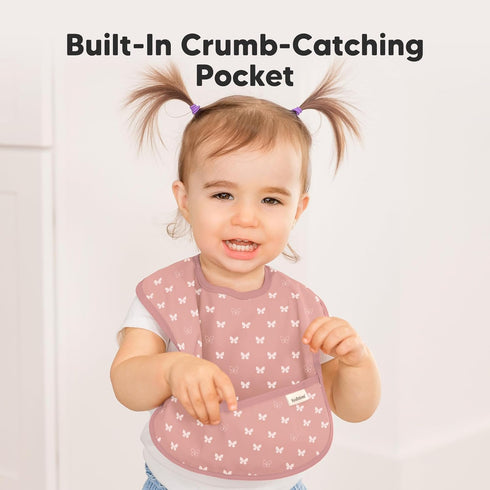 3-Pack KeaBabies Waterproof Baby Bibs for Eating - Lightweight Toddler Feeding Bibs with Large Food Catcher, Mess