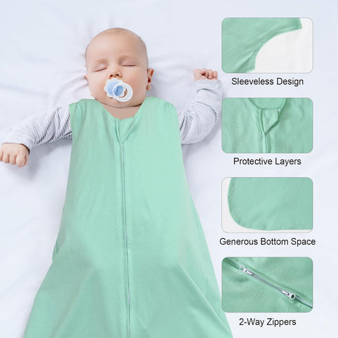 david's kids 3 Pack 100% Cotton Baby Sleep Sack, 6-12 Months, Soft Wearable Blankets with 2-Way Zipper, White & Grey &