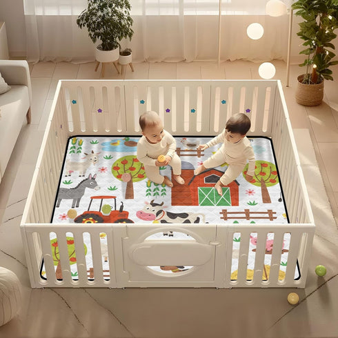 GOODOLD 50x50 Inch Farm Animals Baby Play Mat One-Piece Soft Crawling Mat Waterproof Playmat with Non-Slip Bottom