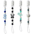 9tilight 4Pcs Silicone Pacifier Clip for Babies Infant Animal Teething Panda Dinosaur Elephant