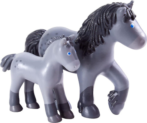 Momma Playset HABA Little Friends and Baby - Cassandra Horse and Cleo Foal Chunky Plastic Farm Animal Toy Figures