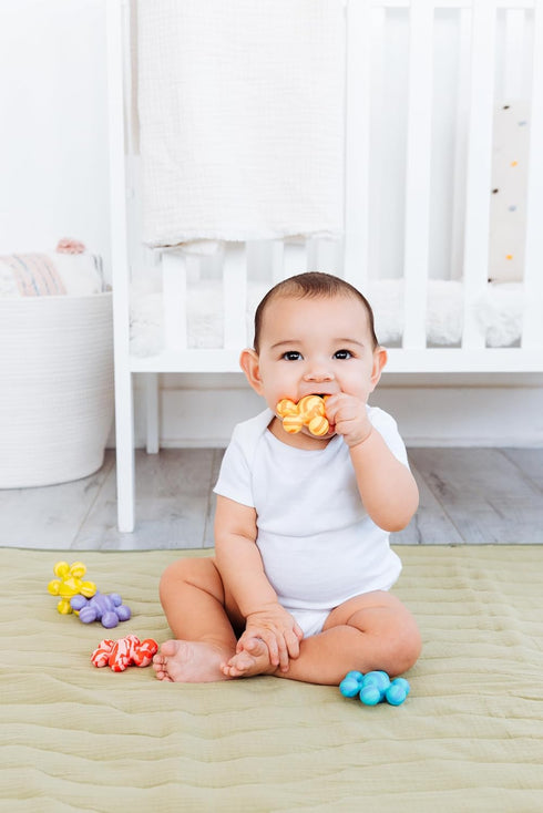 5 Pack Ubbi Joinibble Teether for Babies, Food-Grade Platinum Silicone, Soothes Teething and Massages Gums, BPA