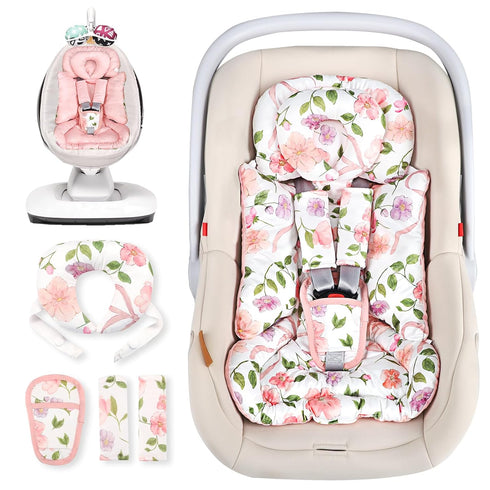 Infant Car Seat Insert with Removable Cushion for Baby Girls, Reversible Newborn