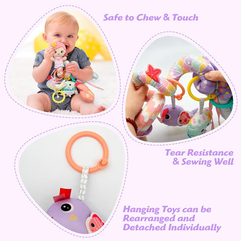 0-6 0-6 0 3 Car Seat Toys for Babies Months Boy Girl Carseat Toys Hanging Spiral Stroller Toy, Infant Toy Months Baby