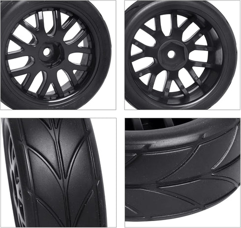 12mm Hex 1/10 On Road Wheels and Tires Soft with Foam Inserts for RC Touring Car Traxxas 4tec 2.0 Tamiya