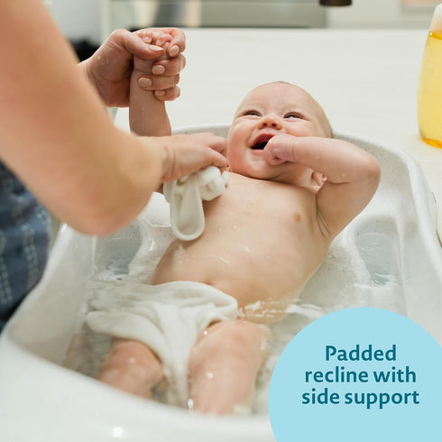 3 25 The First Years First Suds Newborn to Toddler Tub Stage Baby Bathtub with Soft, Non-Slip Infant Sling Birth